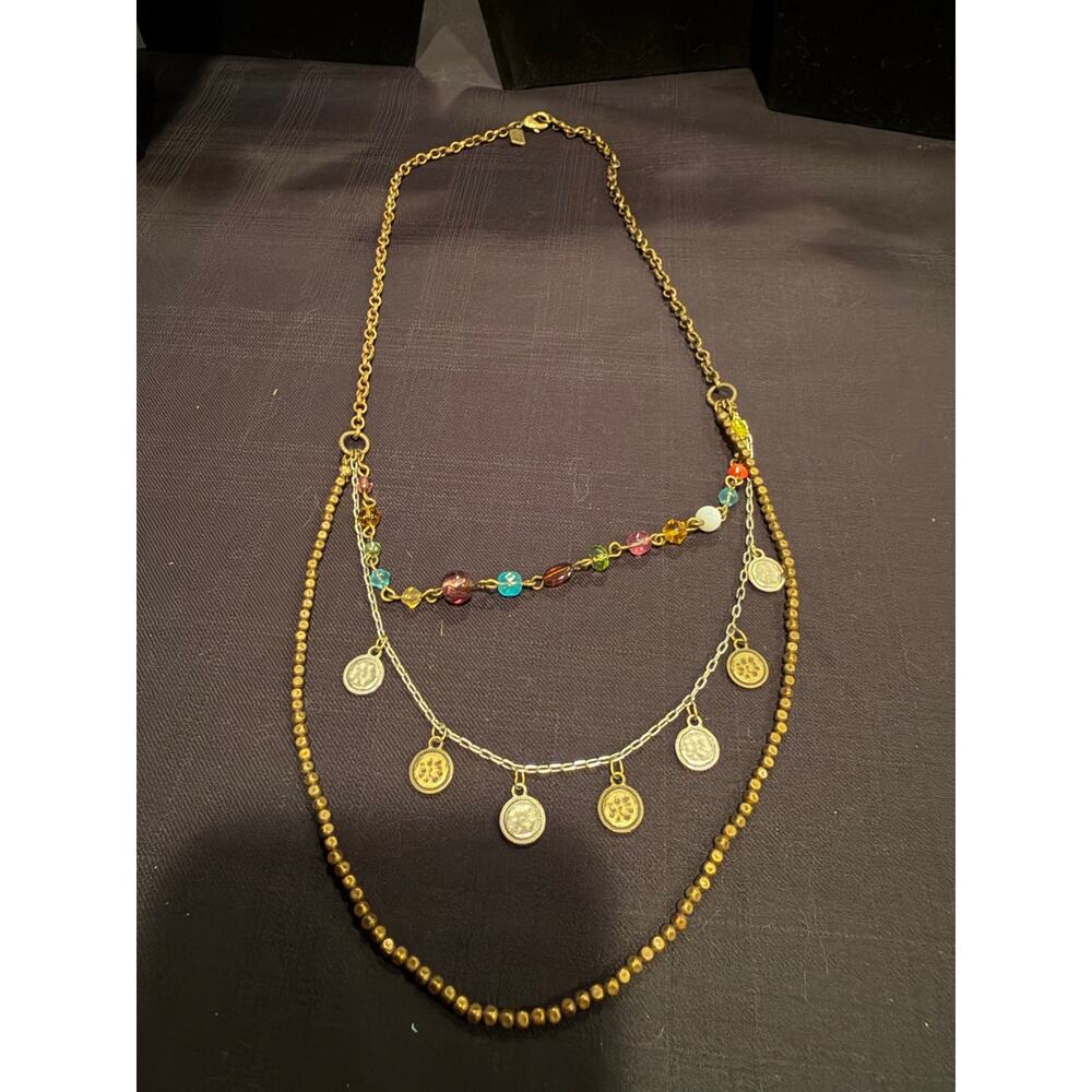 AERO  layered necklace is a boho statement piece with three distinct strands 22”